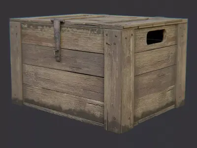 Rustic Military Wood Crate with Metal Straps Low-poly 3D model