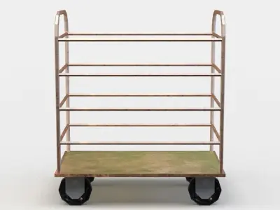 Trolley copper on wheels Low-poly 3D model