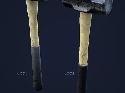 Sledge Hammer 1 Plus 1 PBR Game Ready Low-poly 3D model