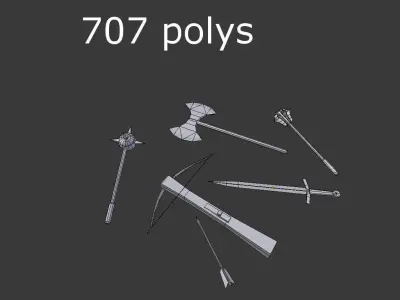 low poly medieval weapons pack 1 Low-poly 3D model