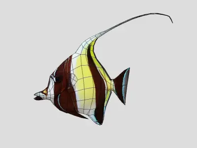 Moorish Idol Realistic Animated Low-poly 3D model