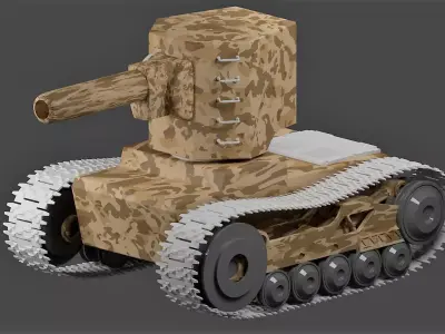 kv 2  heavy battle tank Free low-poly 3D model