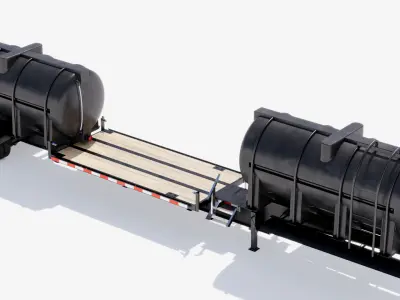 Water Tank Trailer Low-poly 3D model