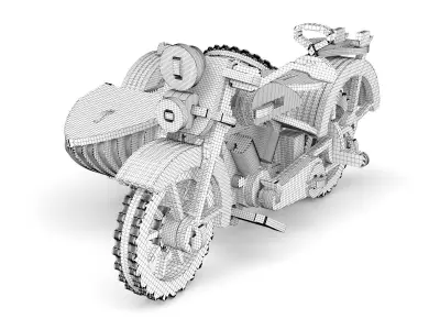 Wooden toy motorcycle 3D model