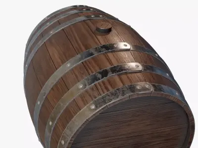 Wooden Barrel 04 3D model