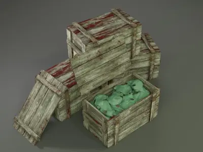 Crate with Gas masks 3D model