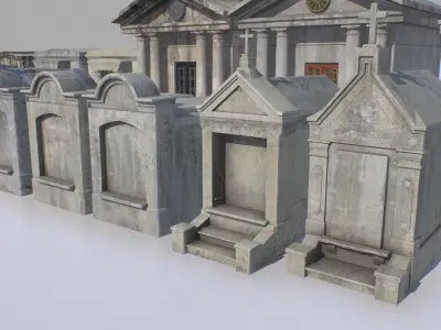 Mausoleums Tombs and Graves pack  4 Low-poly 3D model