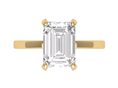 Emerald Solitaire Ring With Hidden Halo 3D print model