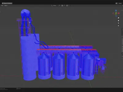 Indudtsrial Plant Grain Silo 3D Model Of Granery 3D model