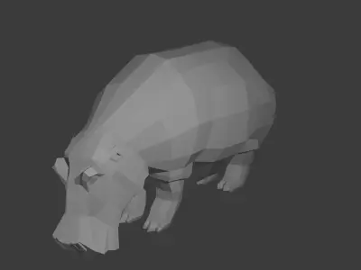 Low Poly Hippo with Concrete Texture Low-poly 3D model