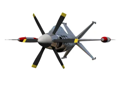XFV-1 fighter jet with propellers flying in air 3D model