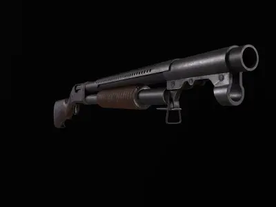 Winchester 1897 Lowpoly gameready Low-poly 3D model