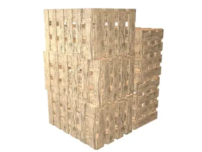 Wooden Box Pile v1 002 Low-poly 3D model