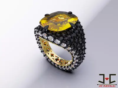 0228 - Antique Vintage Black Zircon Ring - JCADHub 3D print model