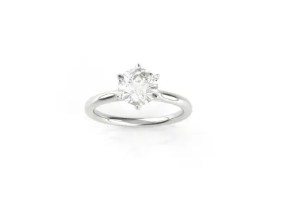 Six Prongs Diamond Solitaire Ring  3D print model