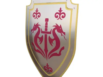 Medieval Twin Dragon Sword Shield 3D Asset Subdivision Ready 4K Low-poly 3D model