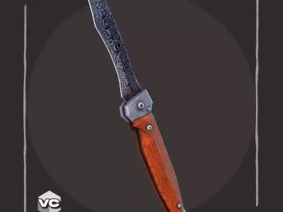 Damascus Knife - Game Ready -  Free low-poly 3D model