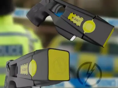 Taser gun with light Low-poly 3D model