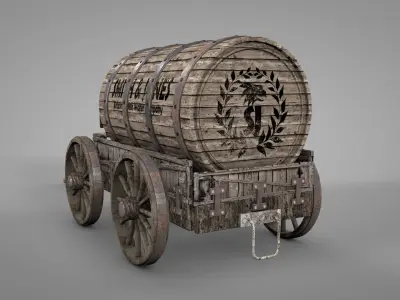 Wild West Water Wagon Low-poly 3D model
