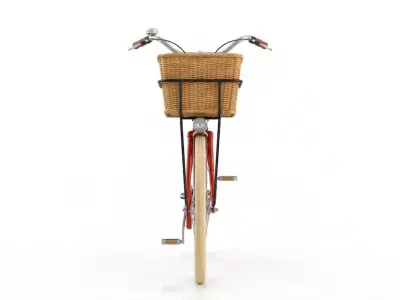 Vintage-Style Red Dutch Step-Through Bicycle Low-poly 3D model