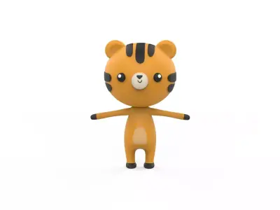 Stylized Character 001 Tiger Low-poly 3D model
