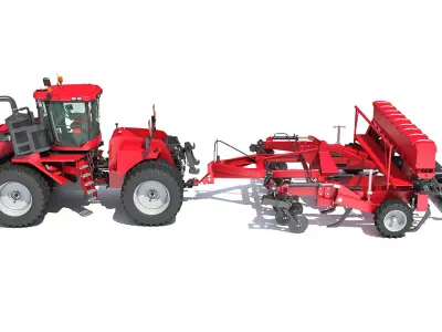 Articulated Tractor with Seed Drill 3D model