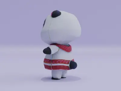 Panda Cute Baby Kawaii Low-poly 3D model
