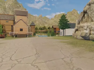 Medieval River Village 3D model