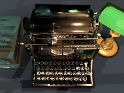 Old Typewriter Low-poly 3D model