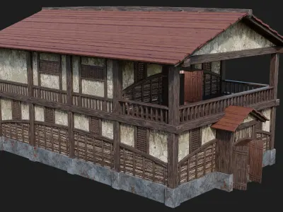 Medieval House Building 4K Textures GameReady 157 Low-poly 3D model