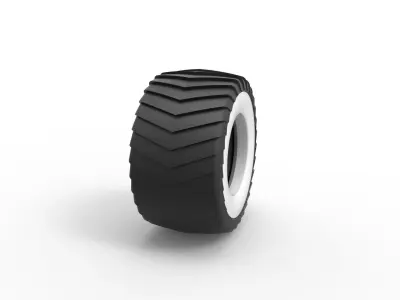 Pulling truck Whitewall tire 2 Scale 1 to 25 3D print model