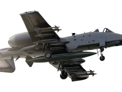 Fairchild Republic A-10 Thunderbolt II with interior 3D model