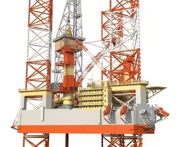 Jack Up Drilling rig Low-poly Low-poly 3D model