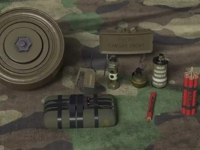Explosives Package Low-poly 3D model