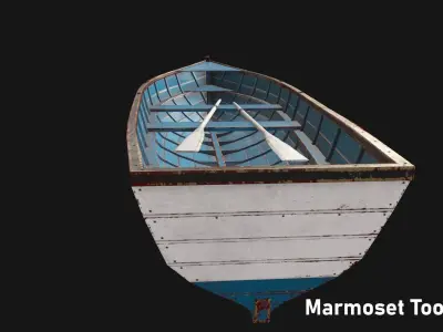 Wooden boat Low-poly 3D model