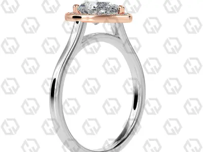 Ring 187 Pear Shape Cathedral Halo with Gems 3D print model
