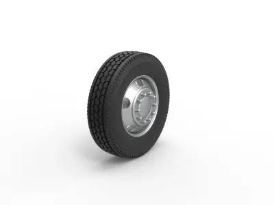5 Hole front wheel of old school truck Scale 1 to 25 3D print model