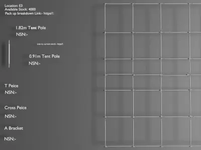 6ft and 3 ft Poles and Brackets  24 x 18 Military Tent Frame Free low-poly 3D model