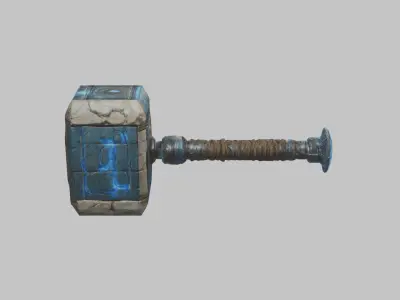  Weapon Futuristic Hammer Low-poly 3D model