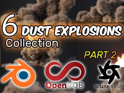 VDB Animated Dust Explosions Collection Part2 3D Model Pack