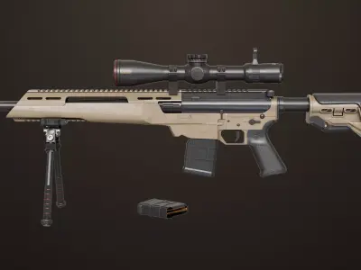 Sniper Rifle 06 Sandal Generic All PBR Unity UE Textures Low-poly 3D model