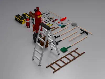 Tools Set Low-Poly 3D model