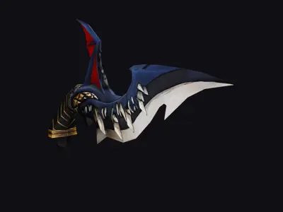 Dagger Dragon Jaw Teeth Short Blade Sharpener Wedge Grinding Low-poly 3D model