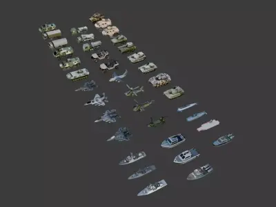 Military Vehicle Pack Low-poly 3D model buy