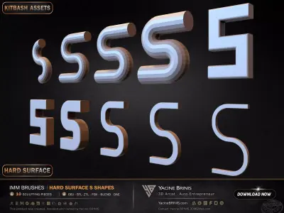 10 Hard Surface IMM S Shapes Low-poly 3D model