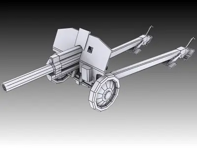 Soviet M30 122mm howitzer Low-poly 3D model