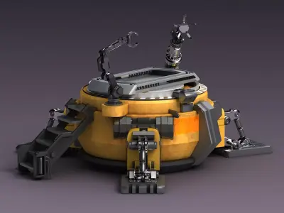mechanical console technical chair future service station  3D model