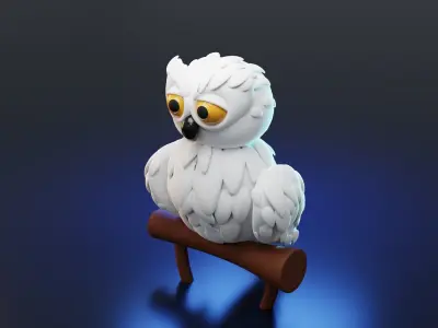 cute owl cartoon character Free 3D model