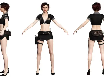 Officer Sarah -Tactical Female Police Character Low-poly 3D model