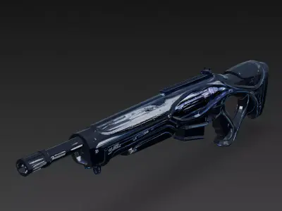 Cartoon Cyberpunk Rifle PBR 3D Model Low-poly 3D model